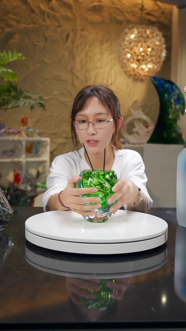 手工艺品琉璃设计款蓝绿色香薰瓶