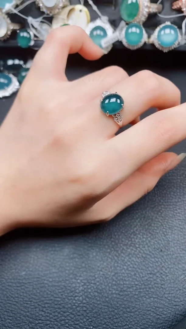 银S925镶嵌戒指翡翠翡翠