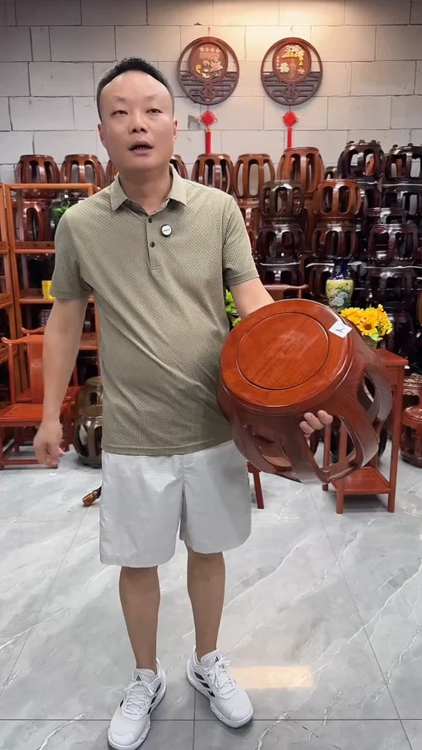 花梨木类家具【微瑕】花梨色大号鼓凳单个2号