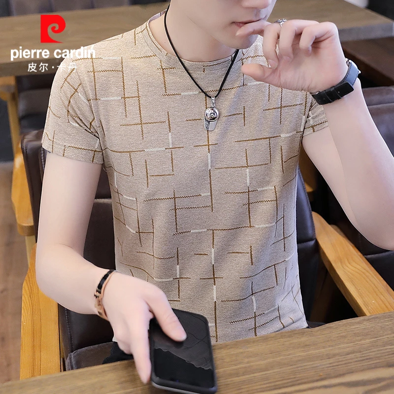 皮尔卡丹冰丝短袖T恤夏季小码修身圆领体恤S小个子男士休闲上衣