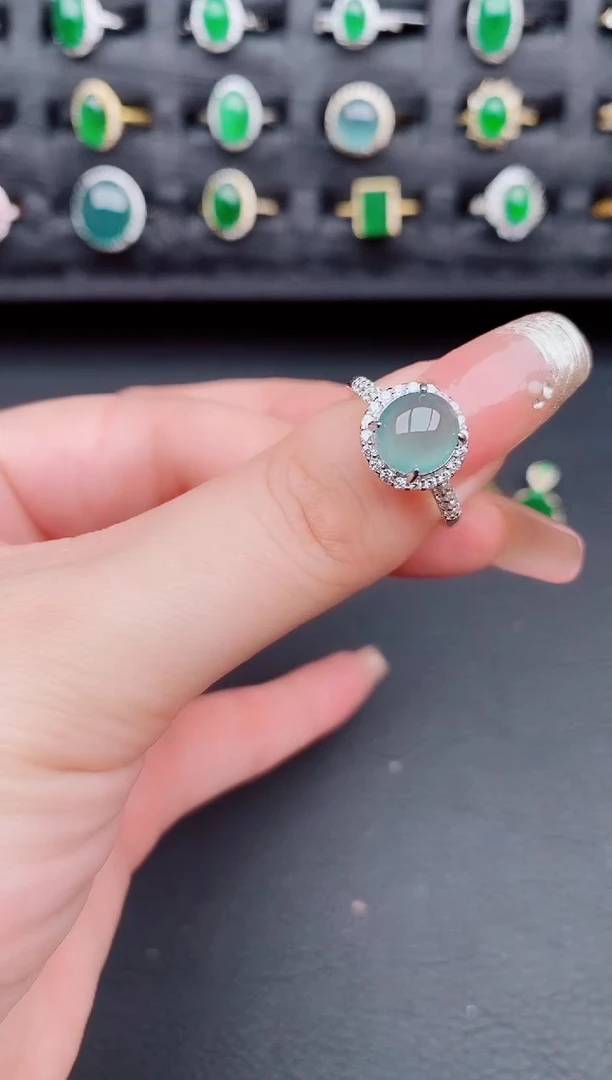 翡翠戒指银S925镶嵌天然a货翡翠14