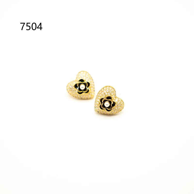 钛钢锆石耳饰 7504-高版精选设计感精致原版饰品