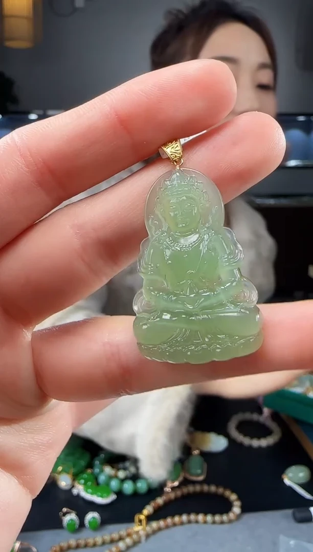 【闪购商品】和田玉吊坠(不含链)18K金镶嵌1
