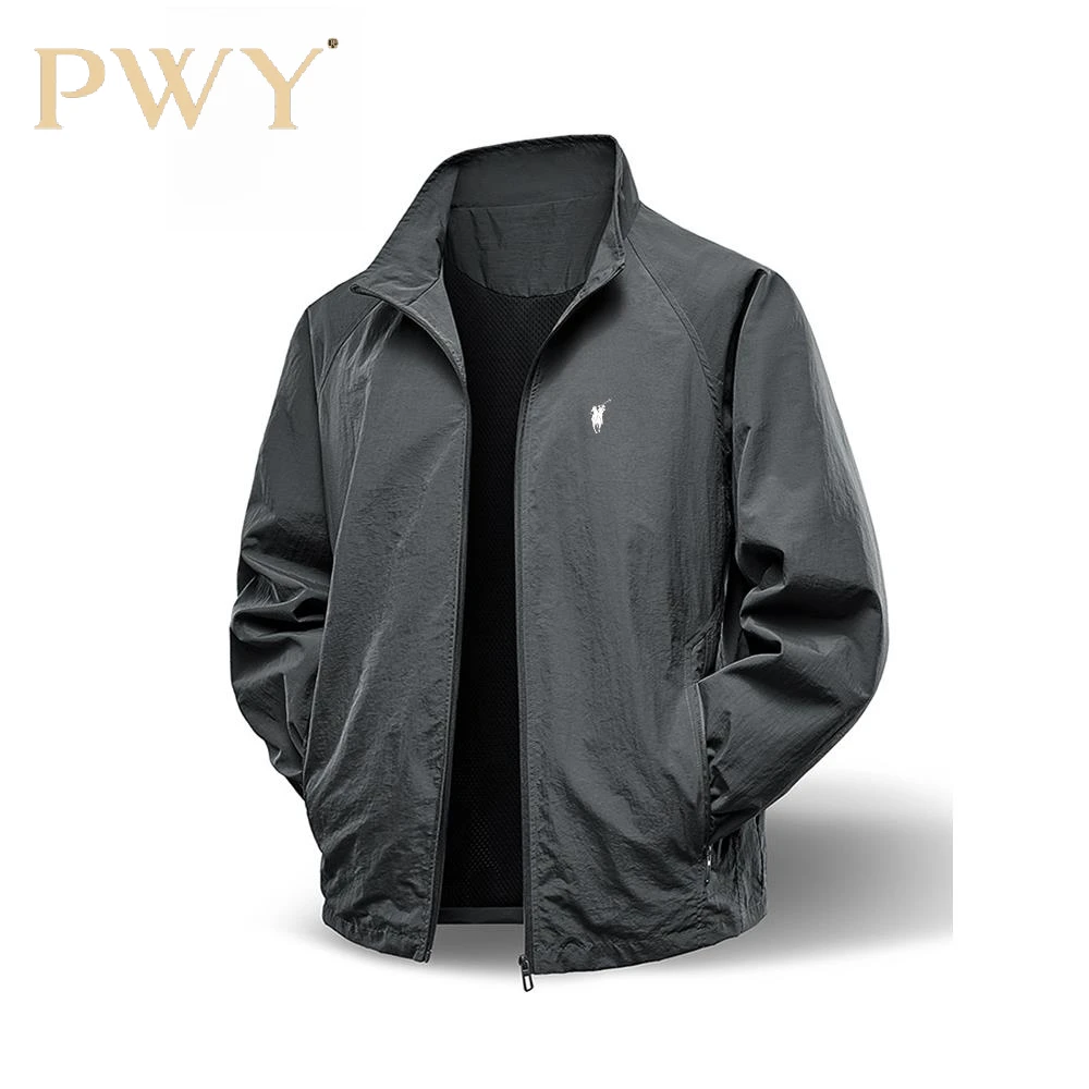 高端时尚动保罗立领夹克男秋季新款爸爸宽松防风防水户外休闲外套