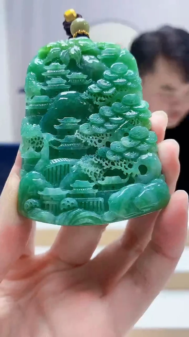 未镶嵌定制翡翠5060zm-毛货挂件山水54