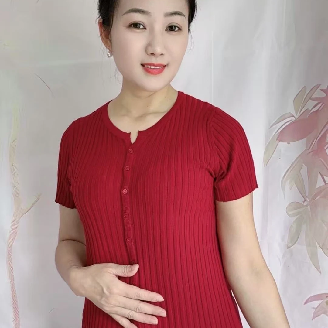 [清仓福利]夏季天丝亚麻针织短袖开衫女短款剪刀v领针织小衫短款