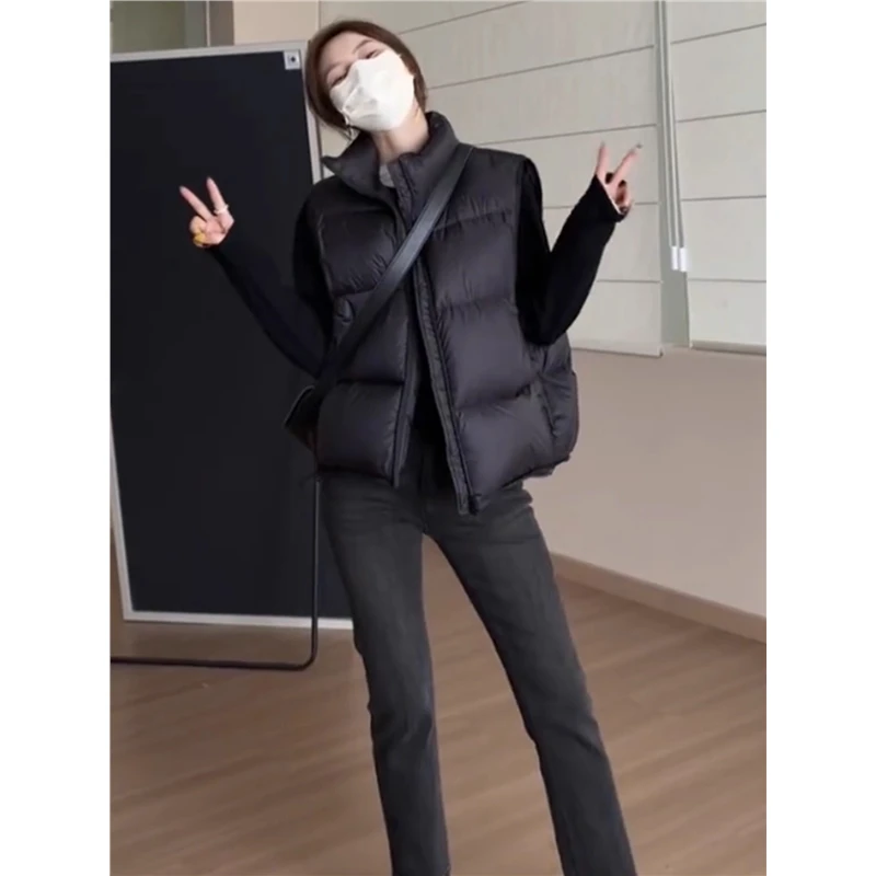 白鸭绒马甲女短款背心秋冬百搭新款立领高级感小个子坎肩外穿坎肩