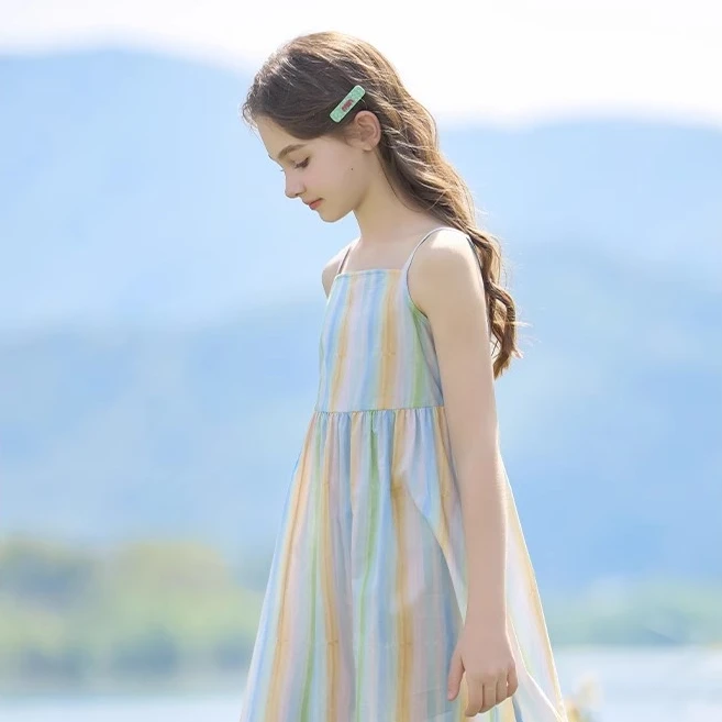 女童海边度假连衣裙夏装新款中大童马甲裙子两件套儿童公主裙1083