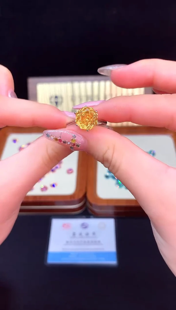 黄晶戒指银S925镶嵌.......