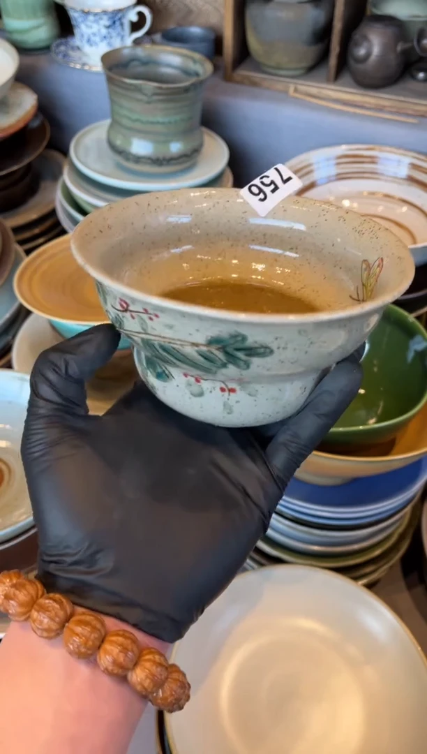 【闪购商品】瓷片756  灰釉手绘葫芦碗1个