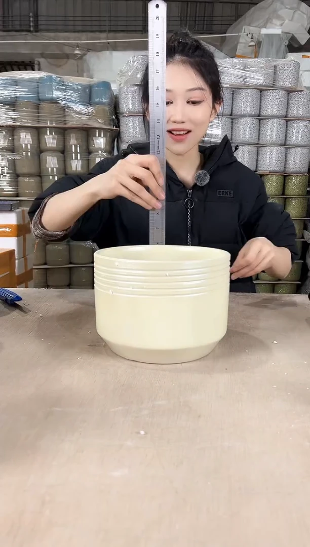 【闪购商品】陶瓷大口径横纹荧光白中号21x15