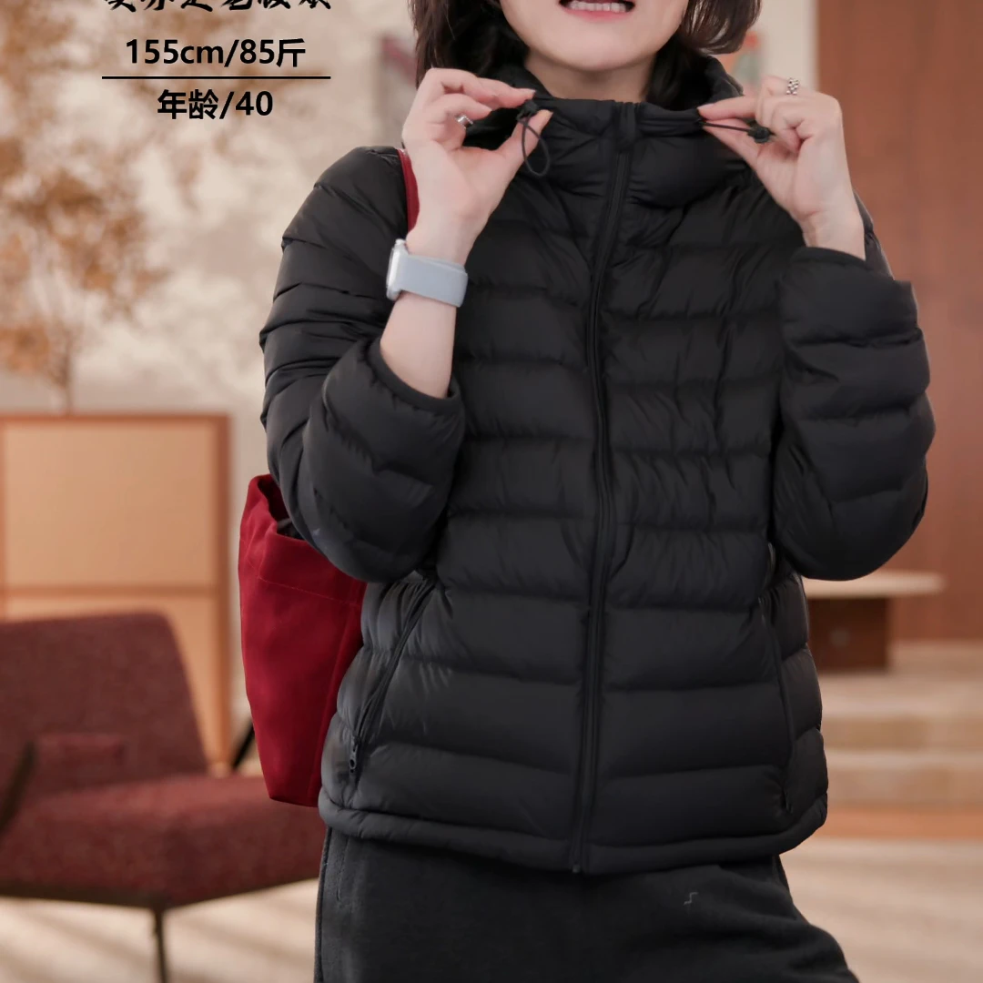 噢芬/小个子 【栀晨】95白鹅绒圆领宽松短款连帽羽绒服外套522669