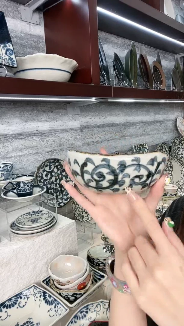 陶唐草椭圆小钵13cm*11cm