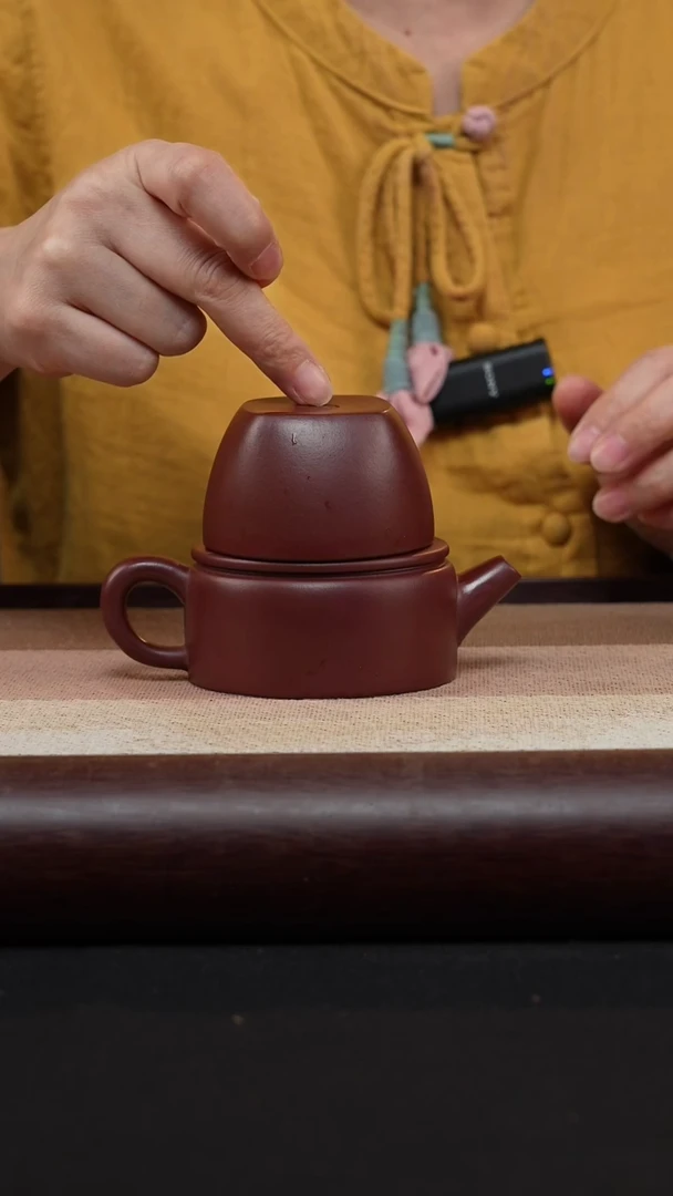【闪购商品】紫砂茶壶平底汉瓦-龙血砂光MH-0989