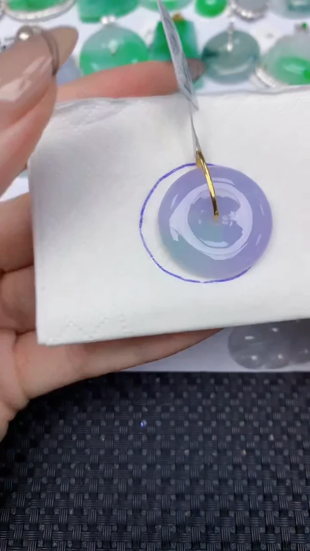 颈饰18K金镶嵌翡翠天然缅甸翡翠a货百元以上9元证书费自理