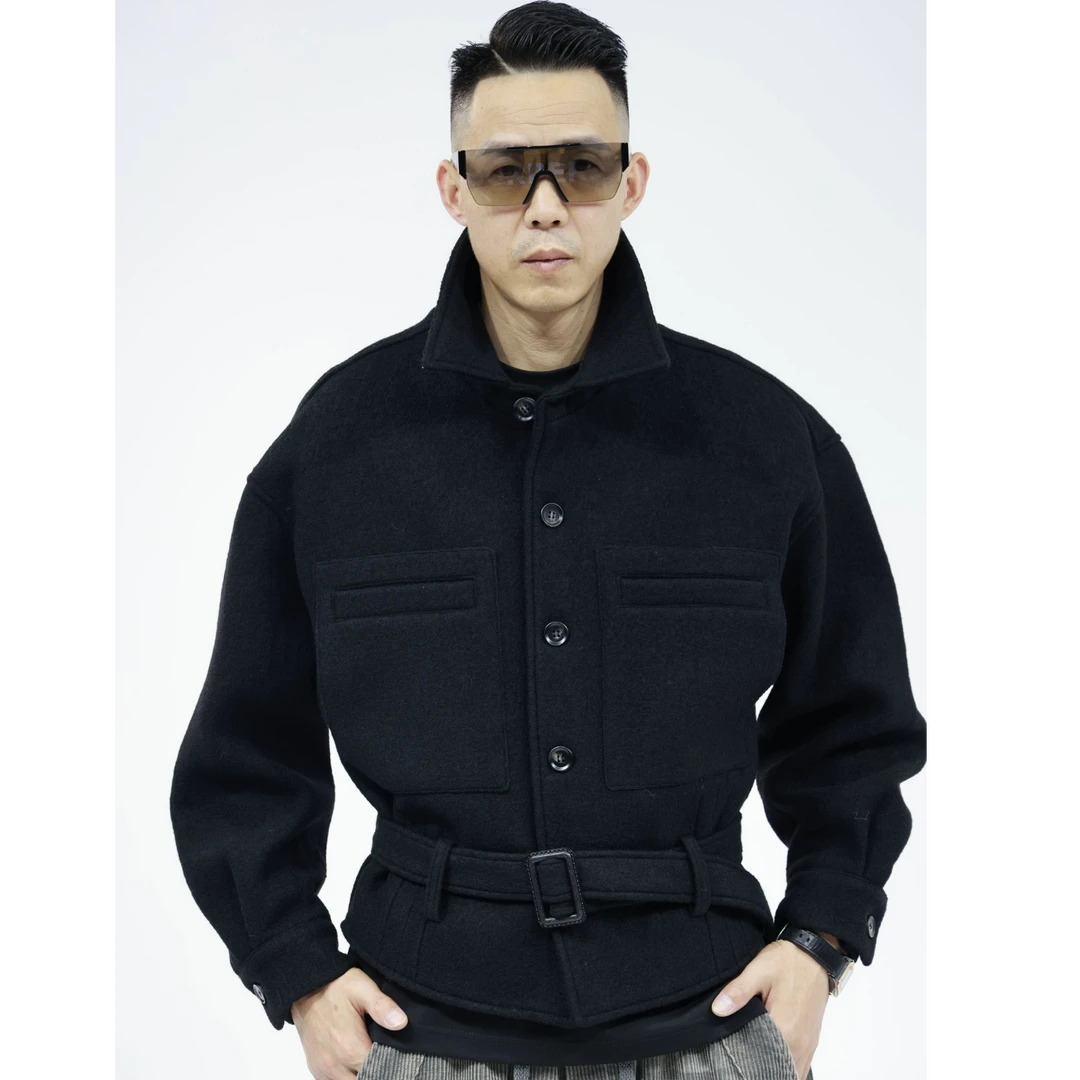 秋冬新品 潮流翻领夹克长袖外套短款时尚保暖男士百搭外套