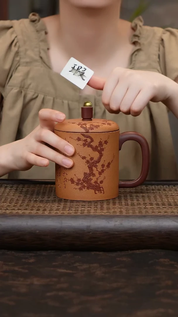 茶杯紫砂傲骨粉浆暇