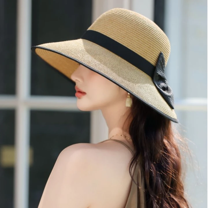 2025款大檐渔夫帽女夏季防晒防紫外线遮阳太阳帽子时尚可折叠草帽