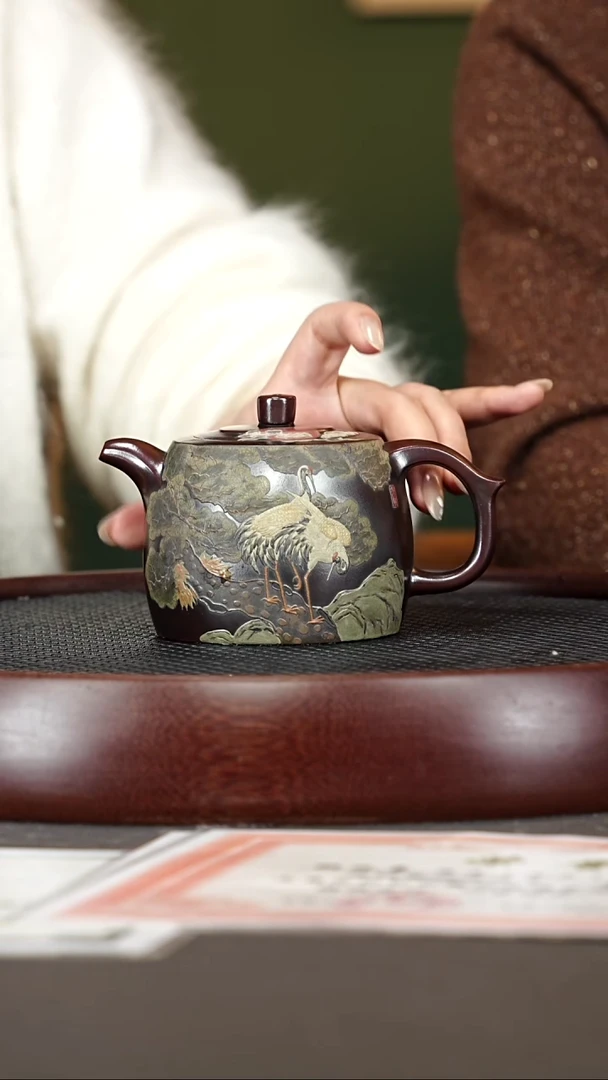 茶壶紫砂43YLX井栏 龙山古乌泥240cc