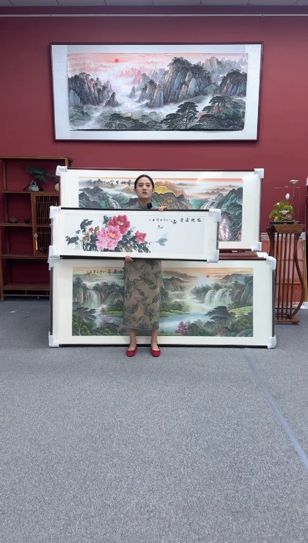 国画手绘 花开富贵 150*45