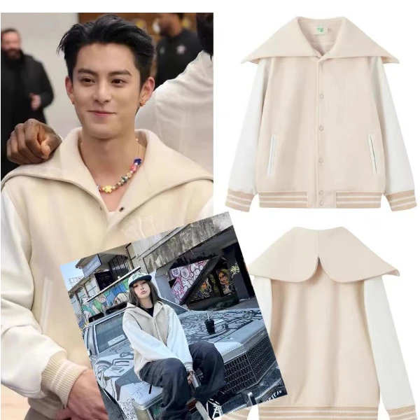 海军领男女明星同款海军大领口棒球羽绒服运动春秋休闲连帽春季