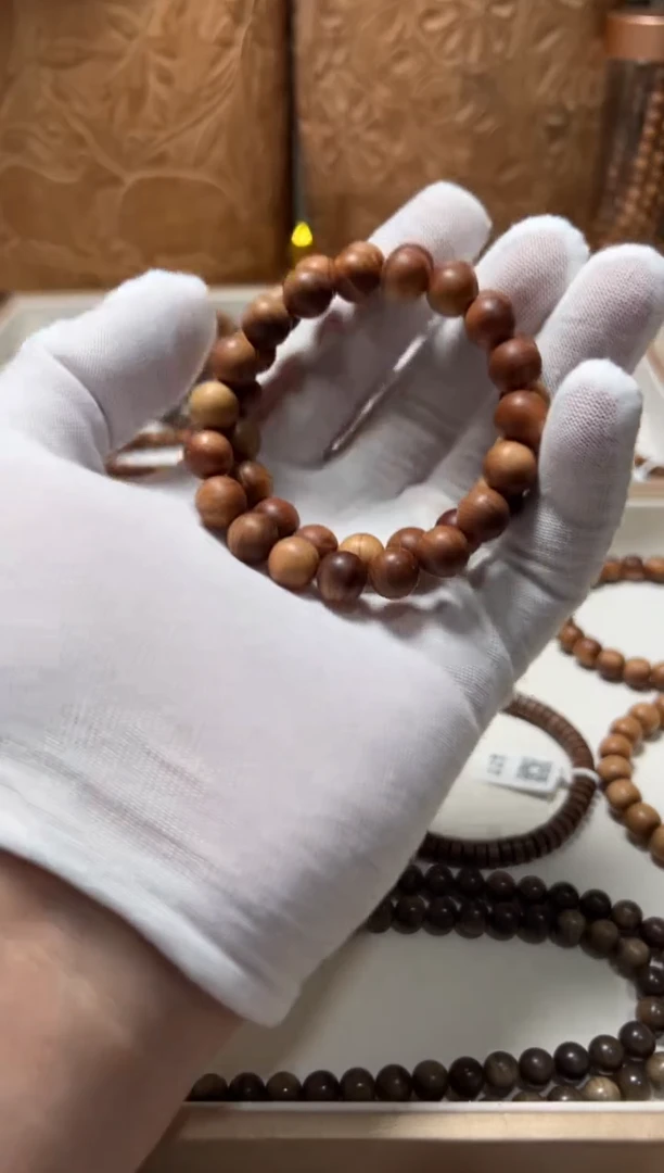 檀香木手串/手链微瑕横纹黑肉1.0单圈老山檀香