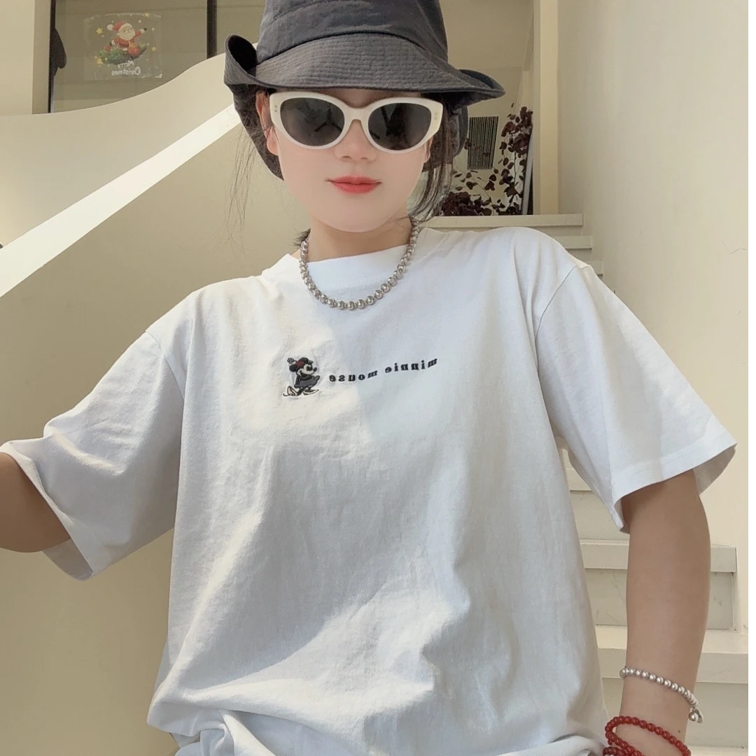 【摩姐姐欧韩】8113春夏款刺绣字母圆领短袖（中版)