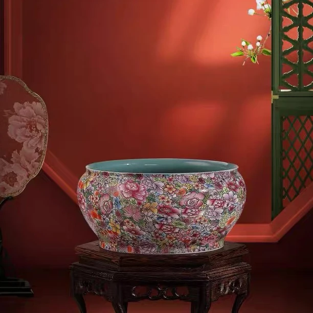 秋香茶具 五言六器景德镇手工如意芳菲建水茶洗