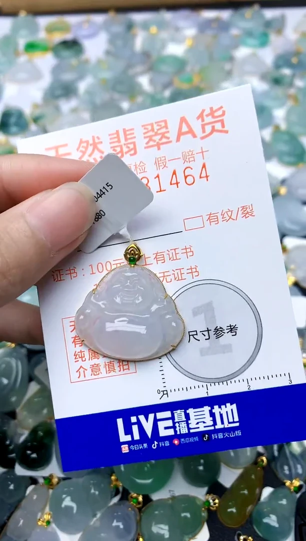 颈饰18K金镶嵌翡翠天然A货翡翠