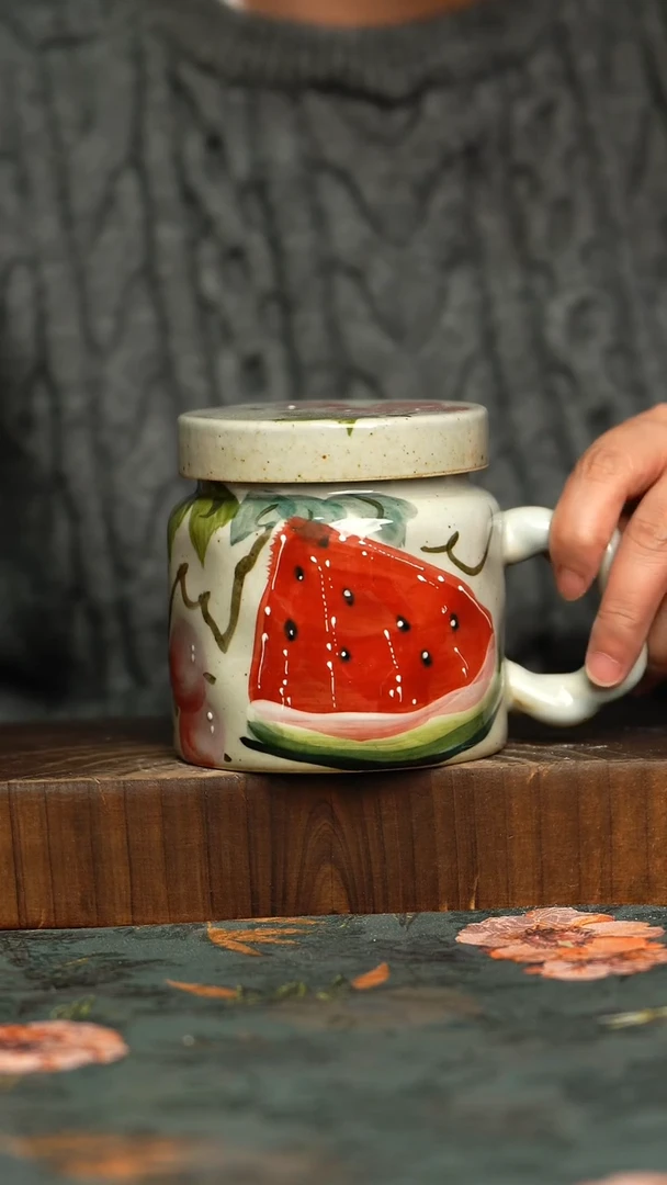 杯釉下彩手工手绘同款陶器