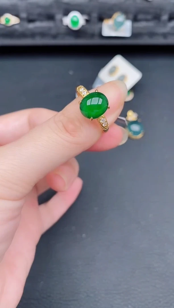 银S925镶嵌戒指翡翠天然a货翡翠251
