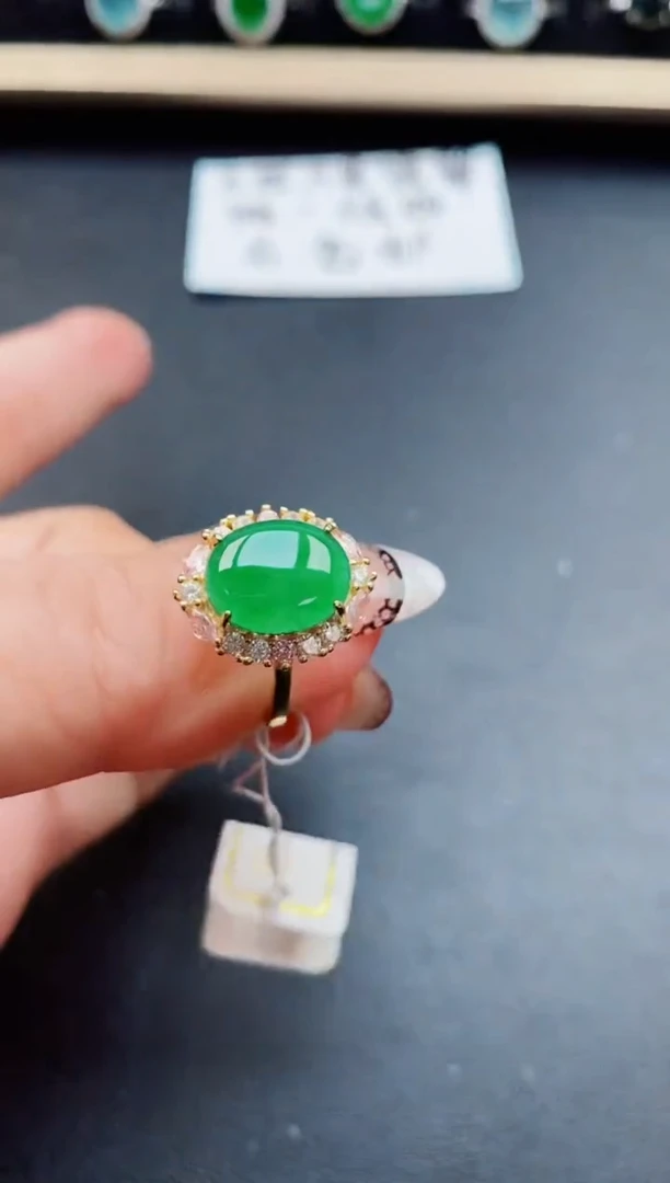 翡翠戒指银S925镶嵌21321