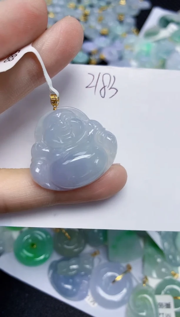 翡翠18K金镶嵌颈饰天然缅甸翡翠A货