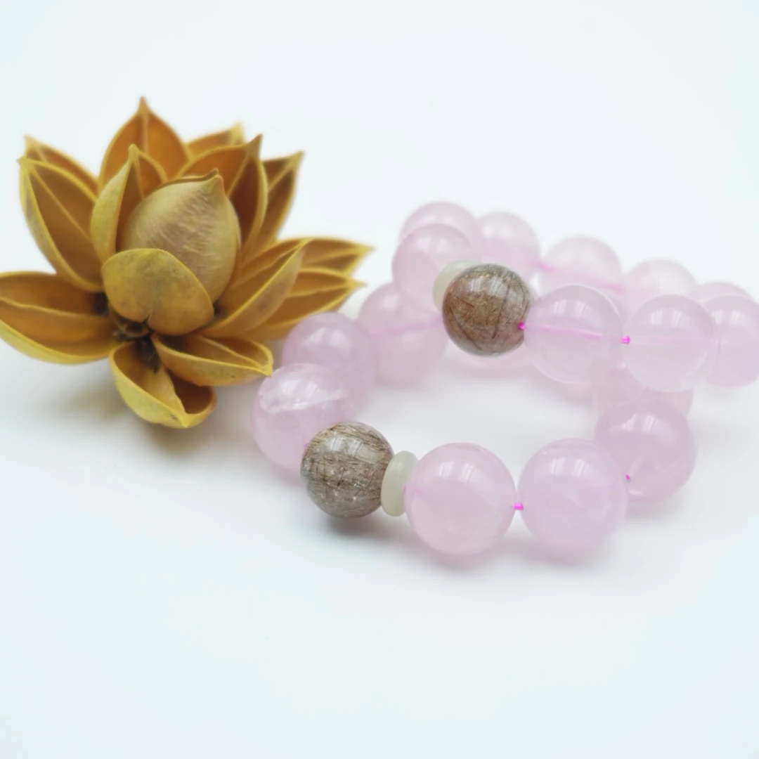 赤娃粉晶金发晶组合手串多样性发拍一发一