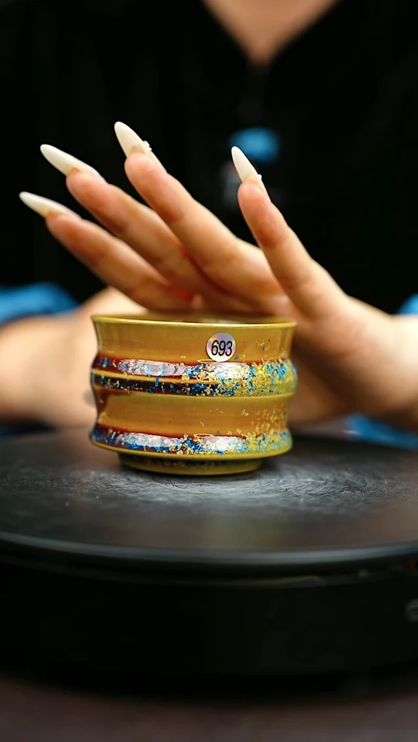 693#原矿钧瓷炉钧釉竹节杯