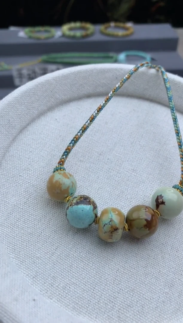 未镶嵌绿松石锁骨链茜.W51