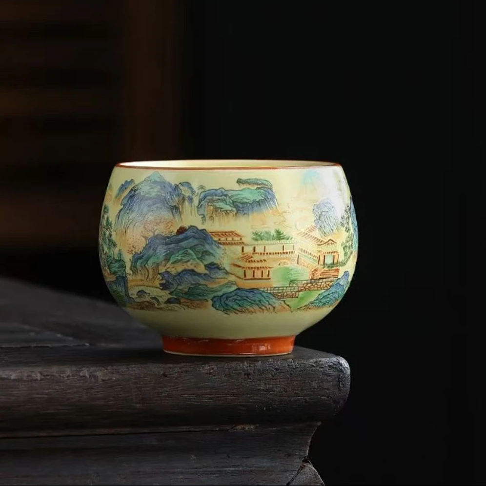 江山楼阁滕王阁主人杯大容量龙蛋杯茶杯