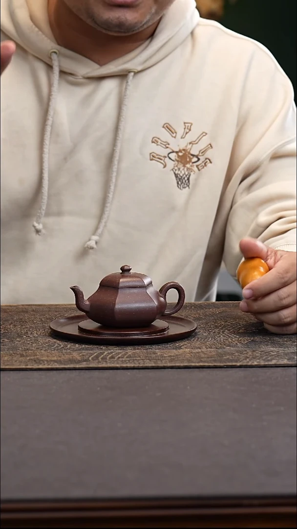 茶壶紫砂六方君德  老紫泥  全手工制作 无暇不退不换
