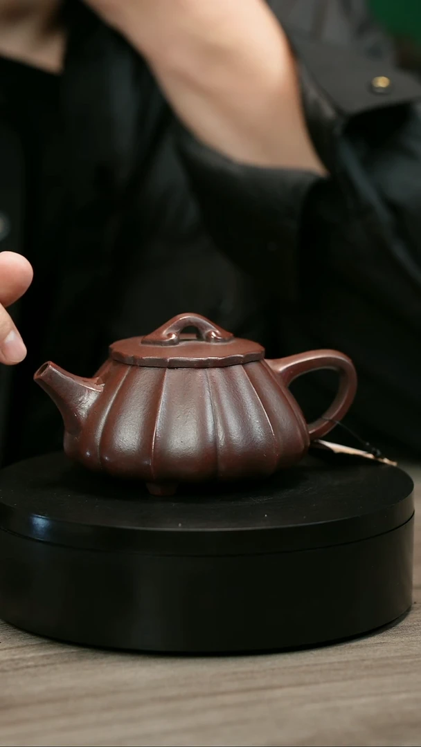 茶壶紫砂?****?H1391紫泥筋纹石瓢