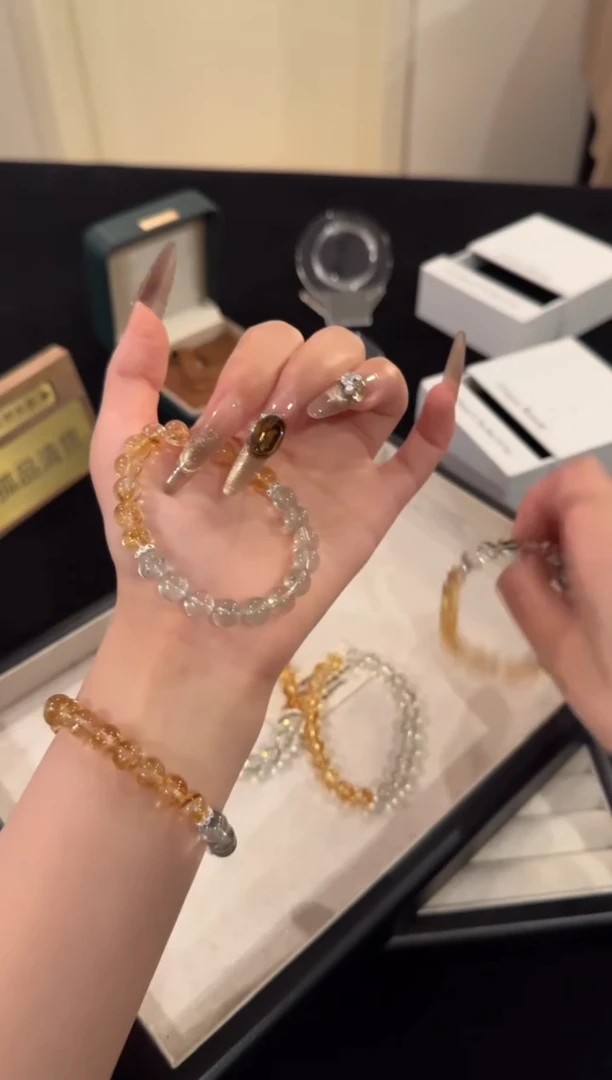 水晶手链合金黄塔晶绿幽灵A22