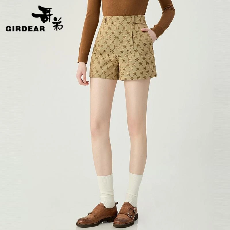 哥弟老钱风短裤春季新款复古显瘦休闲高腰时尚百搭女裤子1100529