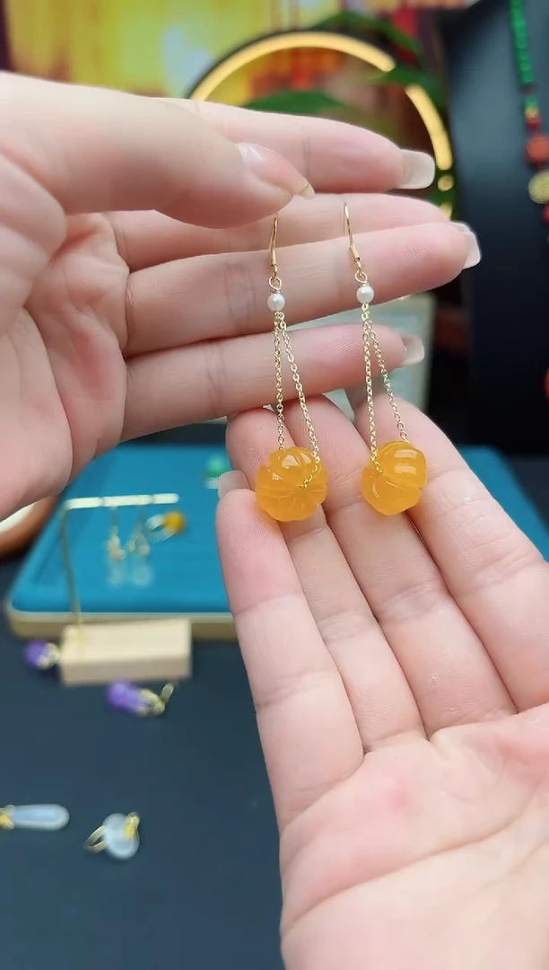 玛瑙/玉髓耳饰银S925镶嵌720000