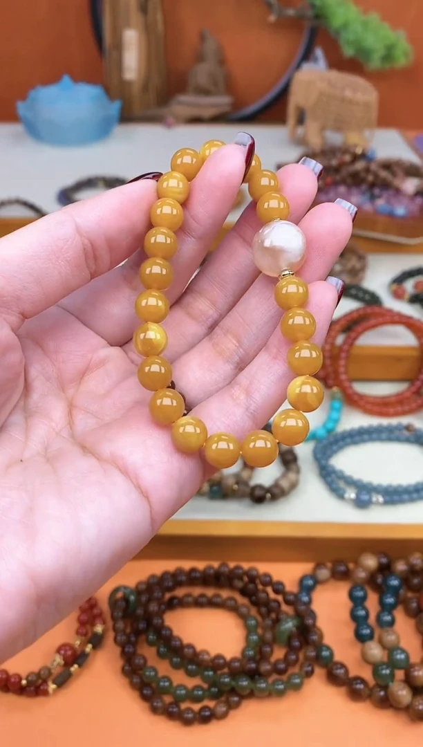 【闪购商品】蜜蜡手链未镶嵌单圈蜜蜡玛瑙手串