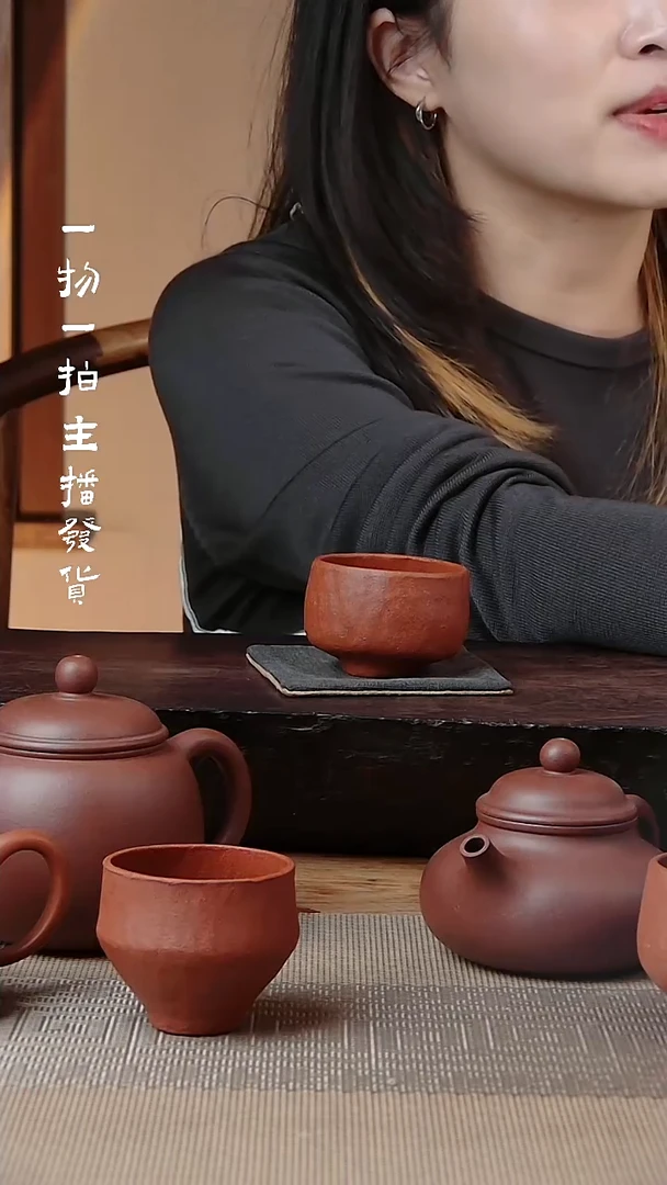 茶杯紫砂紫砂手捏茶杯小红泥