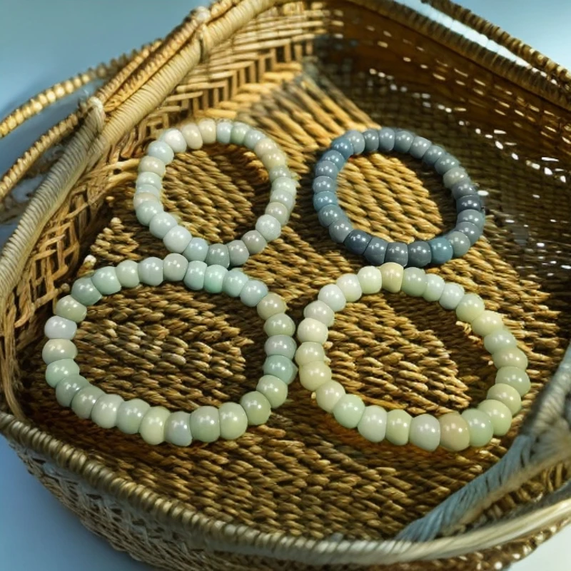 B333白玉菩提石玉青花绿幽灵猪大肠卡1.2+单圈