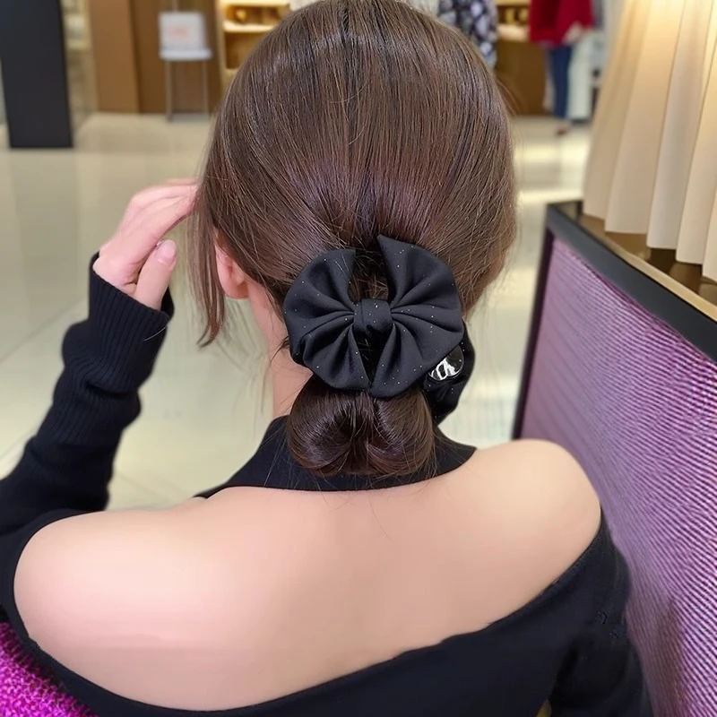 丸子头抓夹发夹女复古饰品黑色时尚发饰弹力优雅ins日韩抓夹