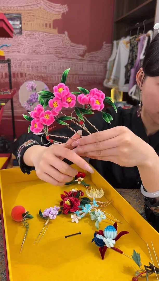 【闪购商品】刺绣 非遗绒花（发饰）