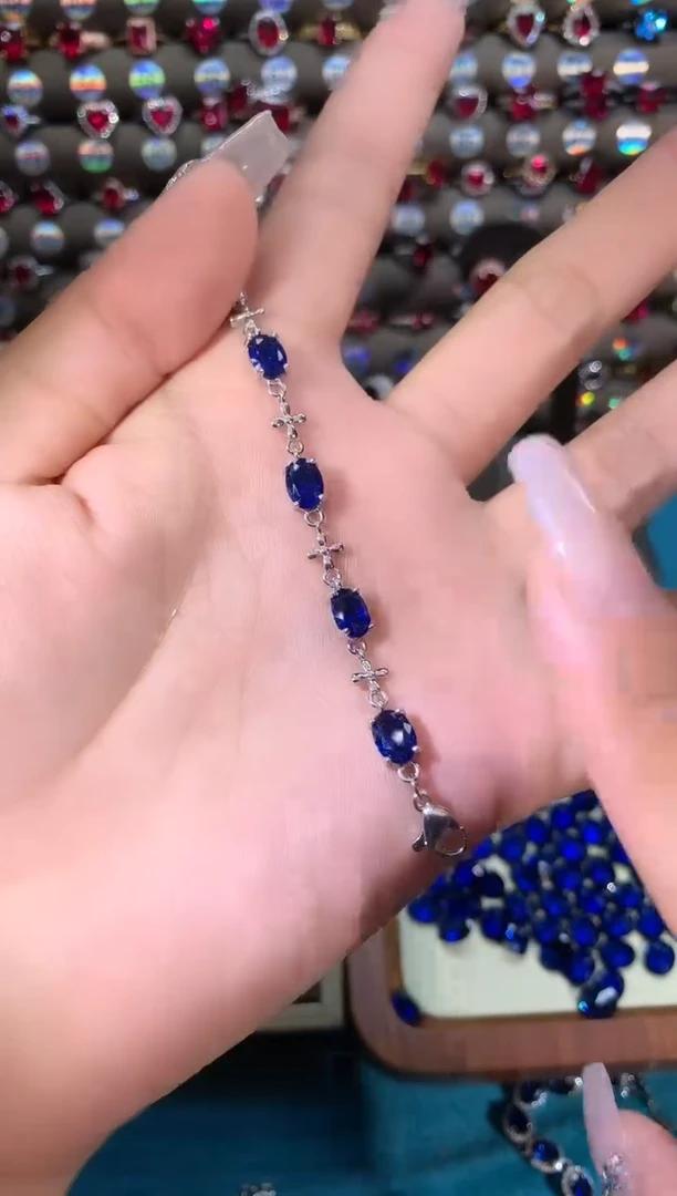 手链蓝宝石银S925镶嵌1