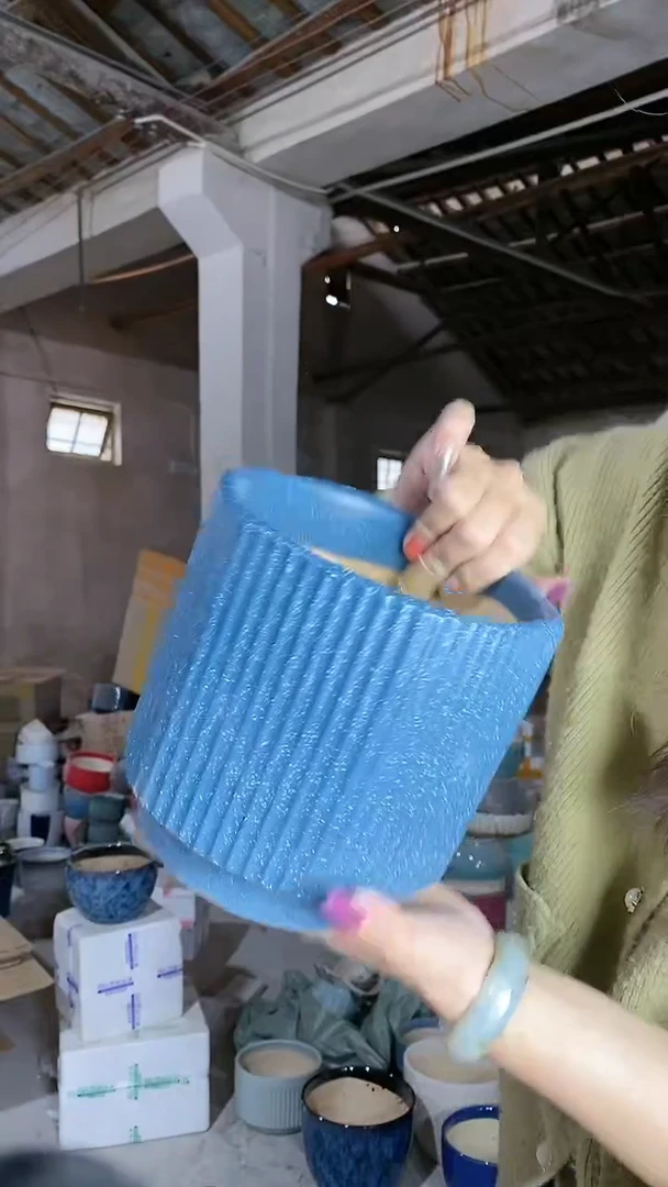【闪购商品】陶瓷瑕疵 六边竖纹蓝点中M
