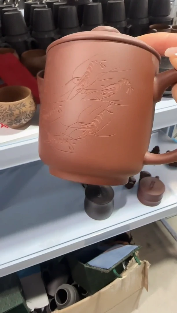 【闪购商品】紫砂盖杯紫砂盖杯紫泥虾趣